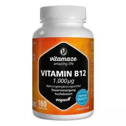 VITAMIN B12 1000 µg hautement dosé, comprimés végétaliens, 180 pc