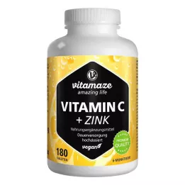 VITAMIN C 1000 mg hautement dosé + Zinc comprimés végétaliens, 180 pc
