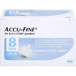ACCU FINE Aiguilles stériles pour stylos à insuline 8 mm 31 G, 100 pces