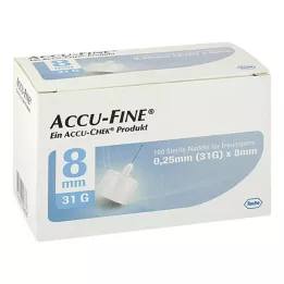 ACCU FINE Aiguilles stériles pour stylos à insuline 8 mm 31 G, 100 pces