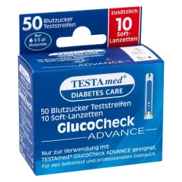 TESTAMED GlucoCheck Advance 50, kit de test avec 10 lancettes, 1 pc