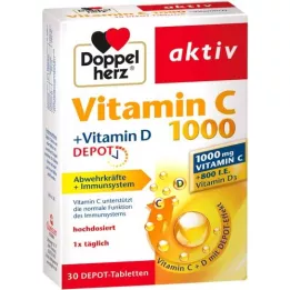 DOPPELHERZ Vitamine C 1000+Vitamine D Dépôt actif, 30 pièces