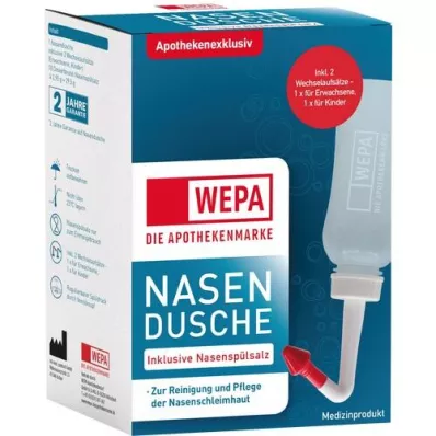 WEPA Douche nasale avec 10x2,95 g de sel de rinçage nasal, 1 P