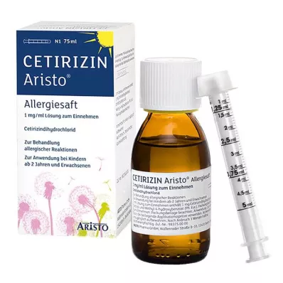 Jus dallergie cétirizine Aristo 1 mg/ml solution buvable, 75 ml Jus dallergie cétirizine Aristo 1 mg/ml solution buvable, 75 ml