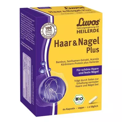 Luvos Healing Clay Organic Hair &amp; Capsules Nail Plus, 60 pc