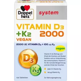 DOPPELHERZ Vitamine D3 2000+K2 system comprimés, 120 pc