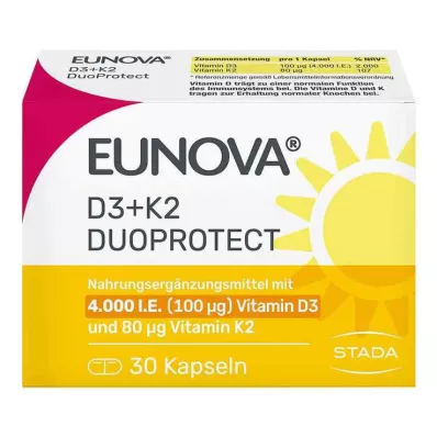 Eunova Duoprotect D3 + K2 4000 UI / 80 µg capsules, 30 pc Eunova Duoprotect D3 + K2 4000 UI / 80 µg capsules, 30 pc