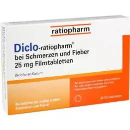 DICLO-RATIOPHARM en cas de douleurs et de fièvre 25 mg FTA, 20 pces