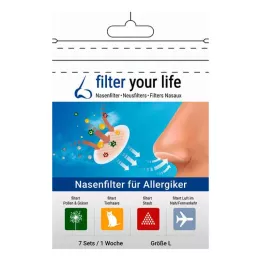 FILTER YOUR LIFE Filtre nasal pour personnes allergiques, taille L, 7X2 pcs