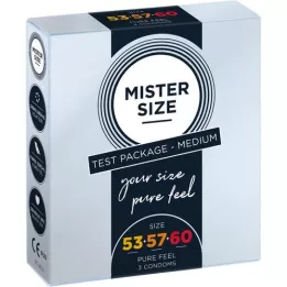 MISTER Size Emballage dessai 53-57-60 Préservatifs, 3 Pcs