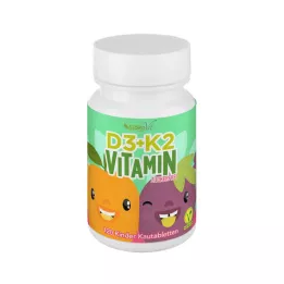 VITAMIN Comprimés à mâcher D3+K2 pour enfants, végétaliens, 120pcs
