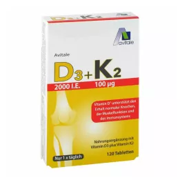 Vitamine D3+K2 2000 I.U., 120 capsules
