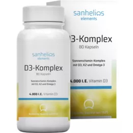 SANHELIOS Vitamine D3 Complexe de vitamines solaires avec K2, 80 comprimés