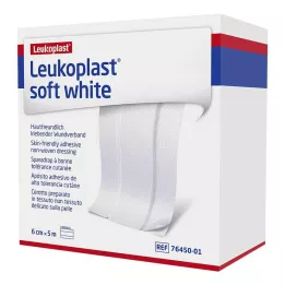 LEUKOPLAST Pansement blanc doux, rouleau de 6 cm x 5 m, 1 pc