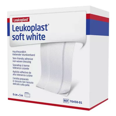 LEUKOPLAST Pansement blanc doux, rouleau de 6 cm x 5 m, 1 pc