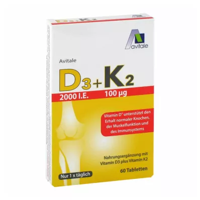 Vitamine D3+K2 2000 I.U., 60 comprimés