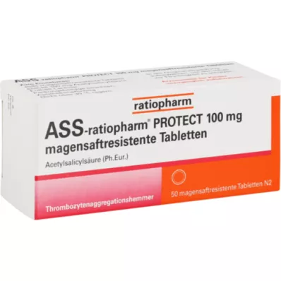 ASS-ratiopharm PROTECT 100 mg comprimés gastro-résistants, 50 comprimés