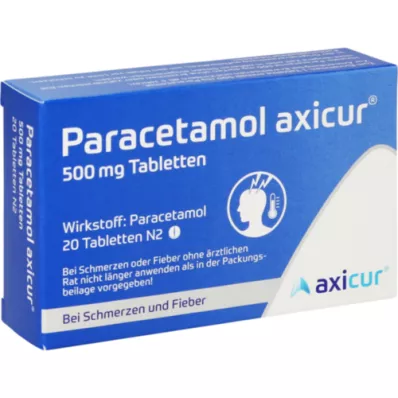 PARACETAMOL axicur 500 mg comprimés, 20 pcs