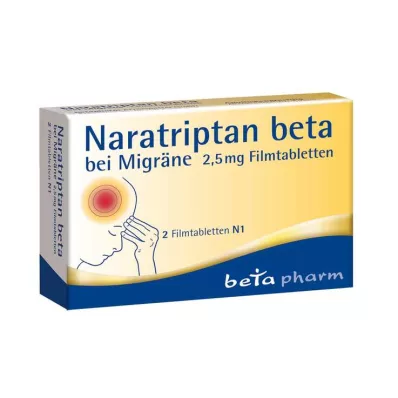 Naratriptan bêta pour les migraines 2,5 mg comprimés pelliculés, 2 pc Naratriptan bêta pour les migraines 2,5 mg comprimés pelliculés, 2 pc