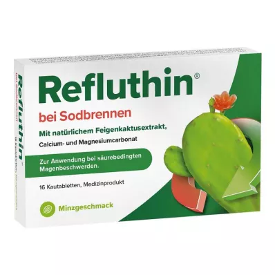 Refluthin pour les comprimés à croquer de brûlures destomac menthe, 16 pc
