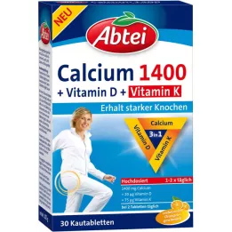 ABTEI Calcium 1400+Vitamines D3+K à croquer, 30 comprimés
