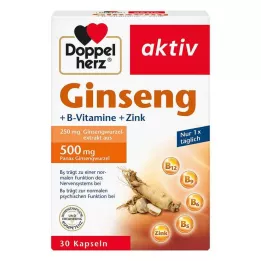 DOPPELHERZ Ginseng 250+Vitamines B+Zinc en gélules, 30 gélules