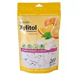 MIRADENT Chewing-gum Xylitol fruits frais Recharge, 200 St