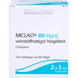 MICLAST 80 mg/g de vernis à ongles contenant la substance active, 2X3 ml