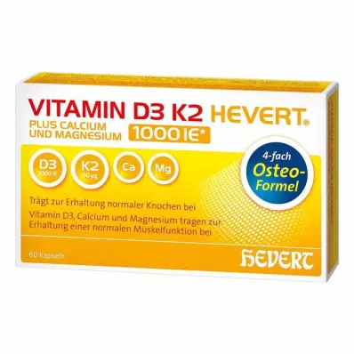 VITAMIN D3 K2 Hevert plus Ca Mg 1000 IE/2 gélules, 60 pc