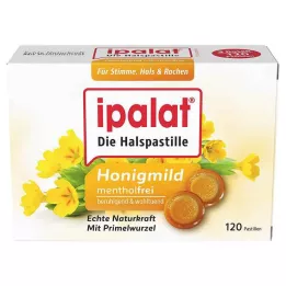 IPALAT Pastilles pour la gorge au miel, sans menthol, fraîches, 120 pces