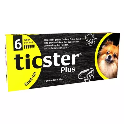 TICSTER Plus Spot-on, solution à appliquer pour chien jusquà 4kg, 6X0.48 ml