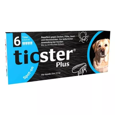 TICSTER Plus Spot-on, solution pour application cutanée pour chien de 25kg, 6X4.8 ml