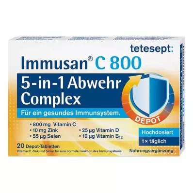 Tetesept Immusan C 800 5in1 Comprimés complexes de défense, 20 pc Tetesept Immusan C 800 5in1 Comprimés complexes de défense, 20 pc