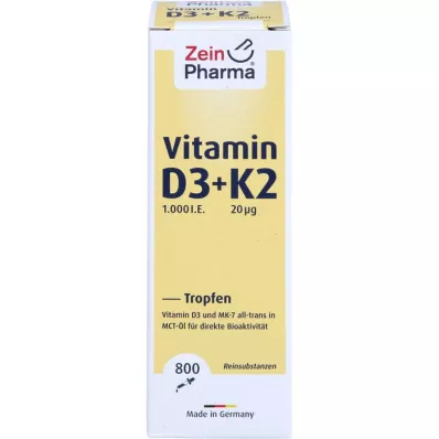 VITAMIN D3+K2 MK-7 gouttes pour voie orale, hautement dosées, 25 ml