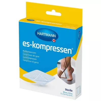 compresses de gaze es-kompressen® 7,5 cm x 7,5 cm stériles, 5x2 pièces