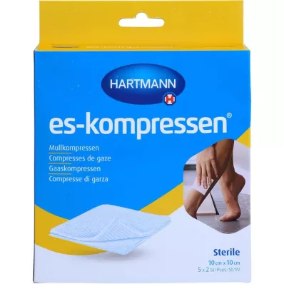 ES-KOMPRESSEN Stérile 10x10 cm 8 fois 17 fils, 5X2 pces