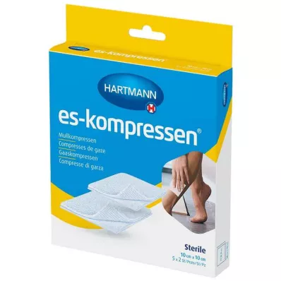 compresses de gaze es-kompressen® 10 cm x 10 cm stériles, 5x2 pièces
