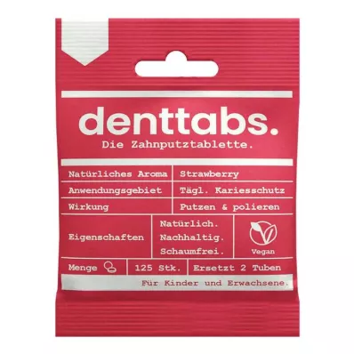 DENTTABS Kids Strawberry sans fluor, 125 pces