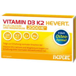 VITAMIN D3 K2 Hevert plus Ca Mg 2.000 U.I./2 capsules, 60 pcs