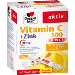 DOPPELHERZ Vitamine C 500+Zinc Depot DIRECT Pellets, 40 Pcs