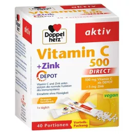 DOPPELHERZ Vitamine C 500+Zinc Depot DIRECT Pellets, 40 Pcs
