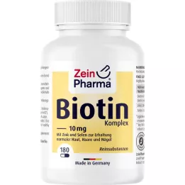 BIOTIN KOMPLEX 10 mg+Zinc+Sélénium hautement dosé, 180 capsules