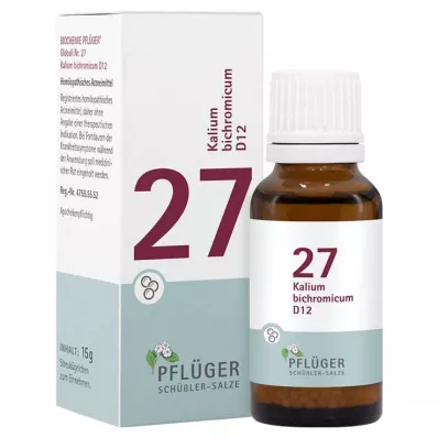 Biochimie Pflueger 27 Kalium bichromicum D 12 globules, 15 g Biochimie Pflueger 27 Kalium bichromicum D 12 globules, 15 g
