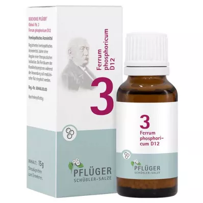 Biochimie Pflueger 3 Ferrum phosphoricum D 12 globules, 15 g Biochimie Pflueger 3 Ferrum phosphoricum D 12 globules, 15 g