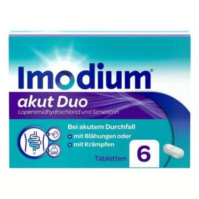 Duo aigu Imodium - pour diarrhée aiguë avec flatulences, 6 pc