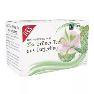 Thé vert bio H&amp;S de Darjeeling, sachets filtrants, 20 x 2 g