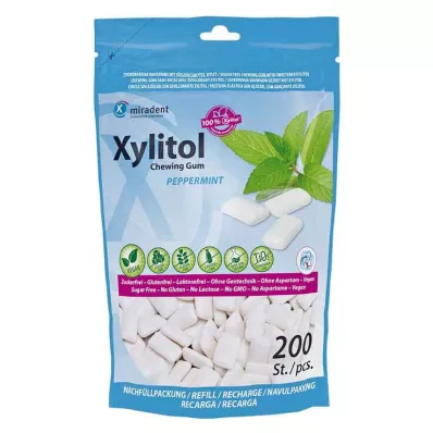 MIRADENT Xylitol soins dentaires chewing-gum menthe poivrée, 200 pc MIRADENT Xylitol soins dentaires chewing-gum menthe poivrée, 200 pc