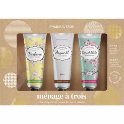 PHARMAVERDE Coffret cadeau crème pour les mains menage a trois, 3X30 ml