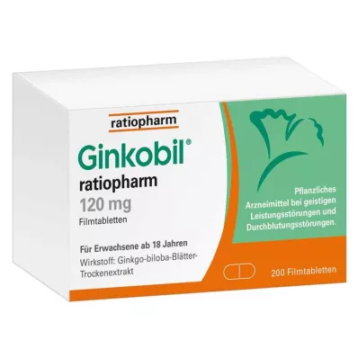 Ginkobil ratiopharm 120mg avec Ginkgo biloba, 200 pc