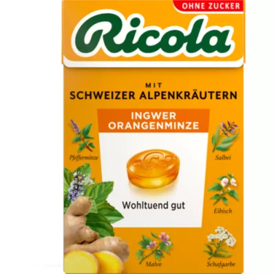 RICOLA o.Z.Box Bonbons au gingembre et à la menthe orange, 50 g